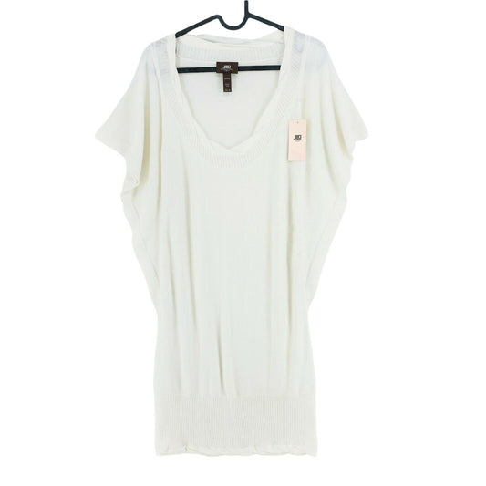 JLO By Jennifer Lopez White Round Neck Short Sleeves Jumper Dress Size M