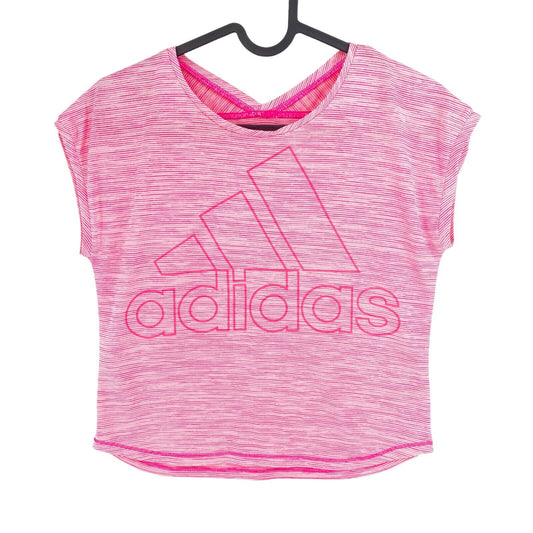 Adidas Climalite Pink Cropped Crew Neck T Shirt Size 10 - 12 Years