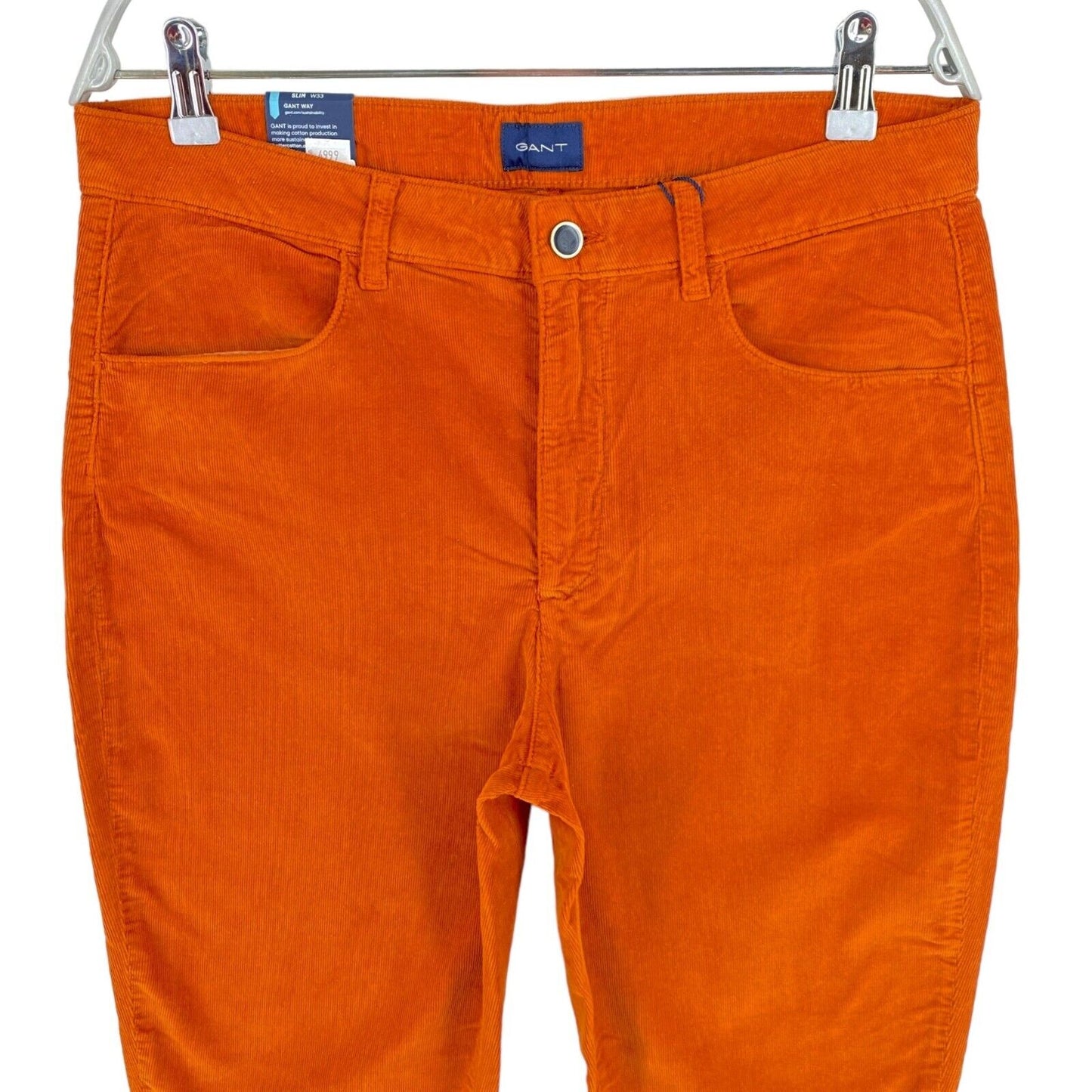 GANT Damen FARLA Cord-Jeans in Slim Fit, verkürzte Jeans in Dunkelorange, Größe W33