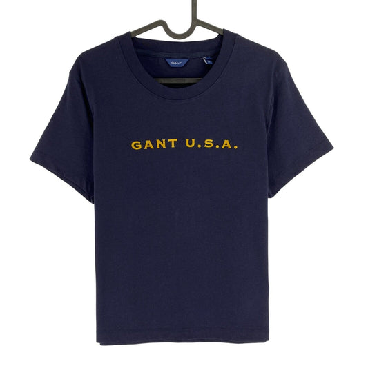 GANT Women Navy Blue Logo Crew Neck Short Sleeves T Shirt Size L