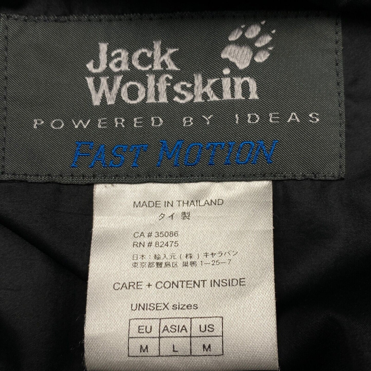 Jack Wolfskin Powered By Ideas Fast Motion Black Jacket Coat Size M