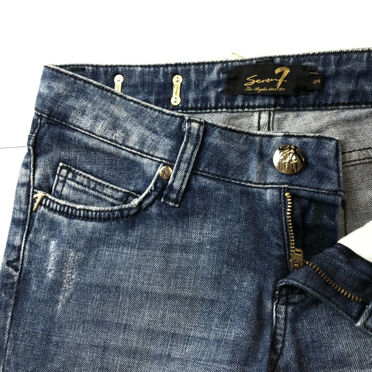 Seven7 Women Blue Skinny Fit Distressed Jeans Size W24