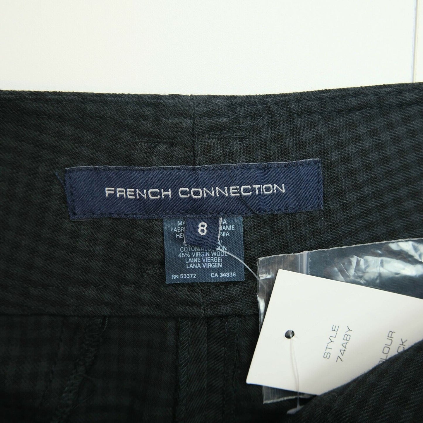 FRENCH CONNECTION Black Check Capri Pants Trousers Size 8 - XS