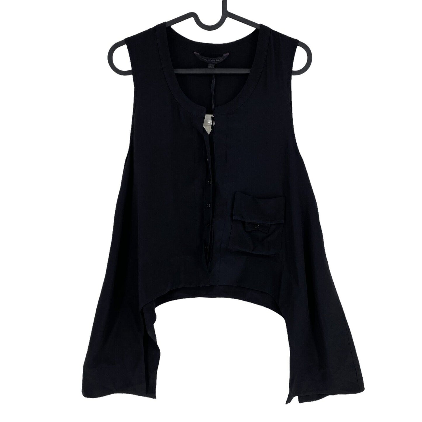 RPR 154 € ERYN BRINIE Noir 100% Soie Haut Sans Manches Col Rond Blouse Taille SM