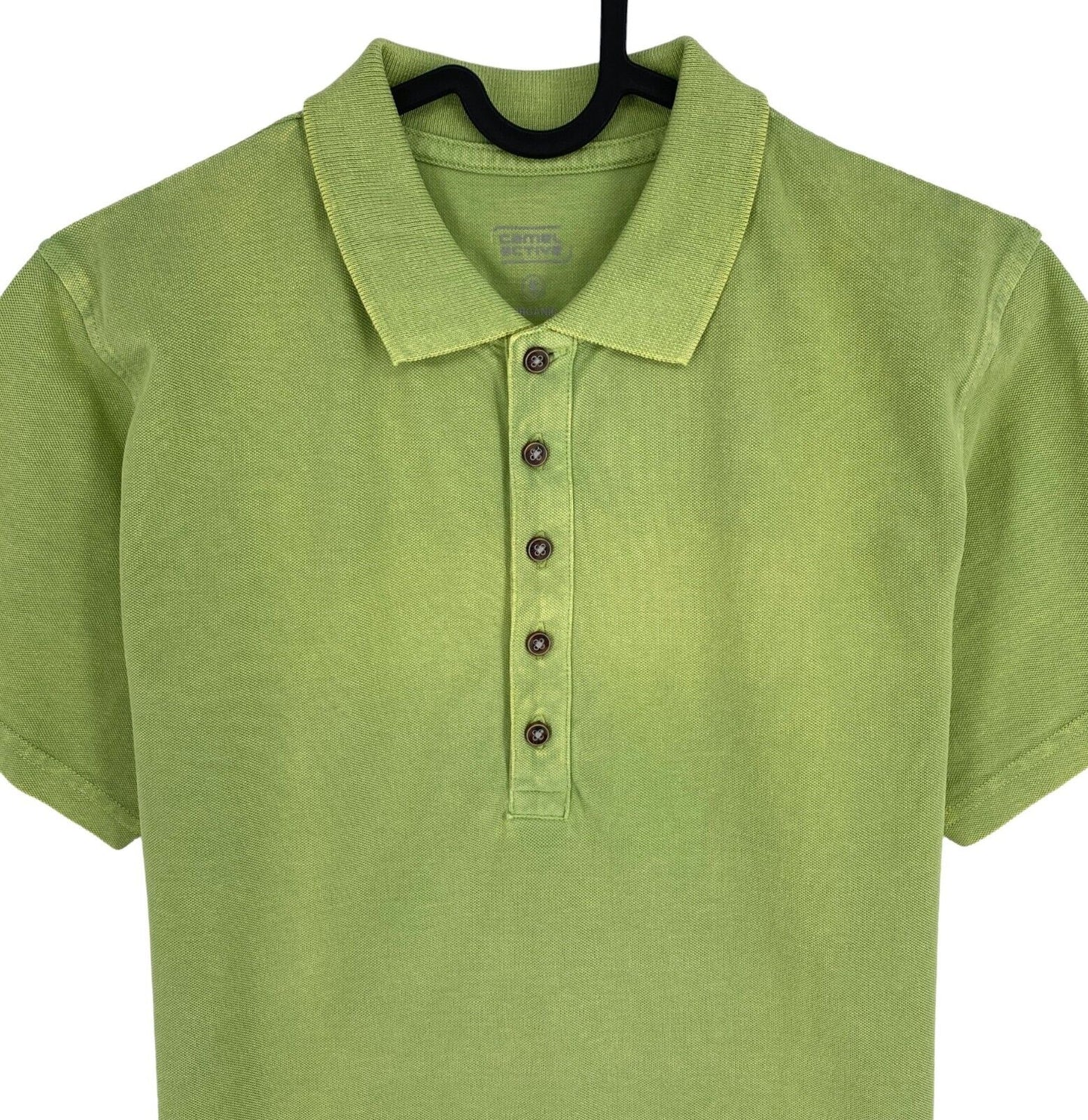 Camel Active Women Green Solid Short Sleeves Pique Polo Shirt Size S