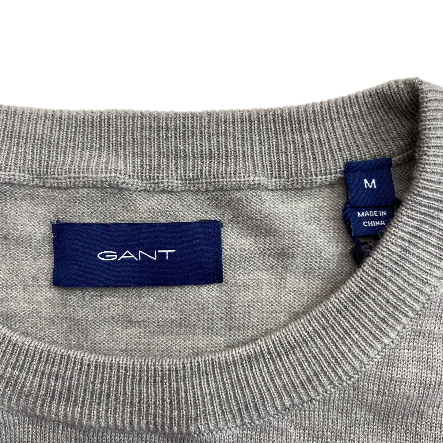 GANT Light Grey 100% Wool Crew Neck Sweater Pullover Size M