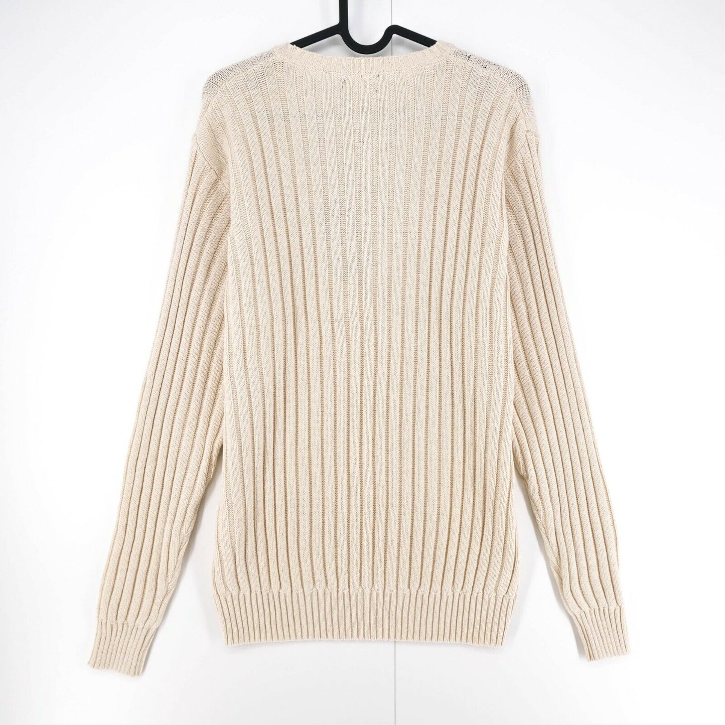 GANT Beige Plated Cotton Crew Neck Sweater Jumper Size M