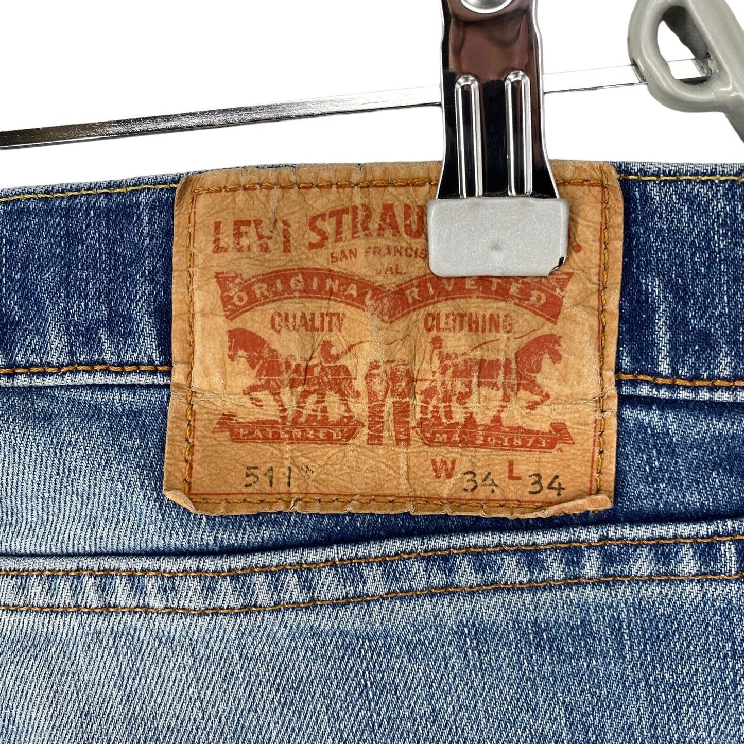 Levi's 511 Blue Stretch Slim Fit Distressed Ripped Jeans W34 L34