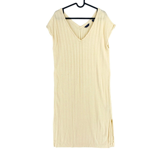 GANT Women Beige Linen Blend Rib Sleeveless Dress Size S