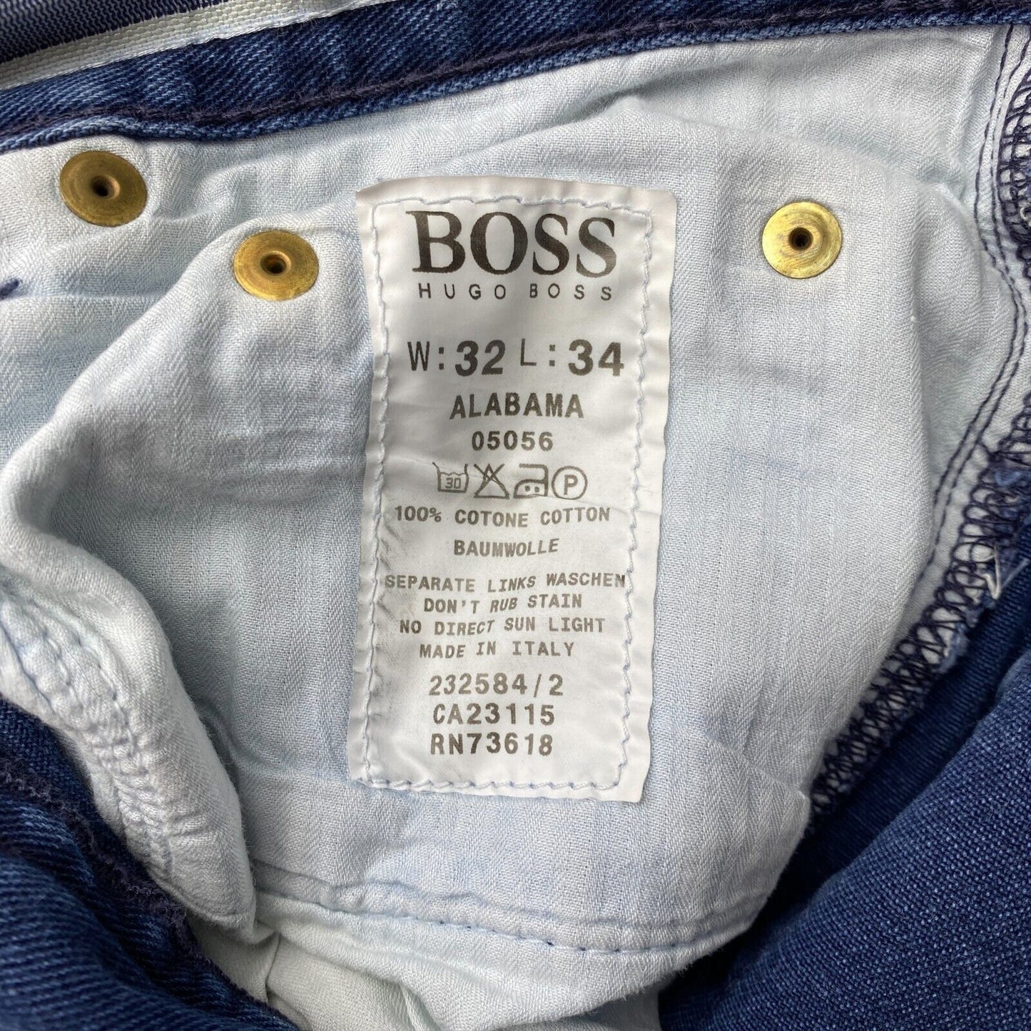 HUGO BOSS ALABAMA Blue Comfort Straight Fit Jeans W32 L34 Made In Italy