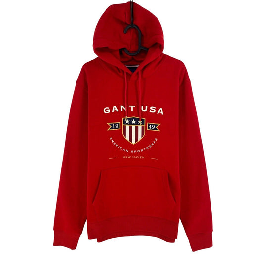 GANT Men Red Banner Shield Hoodie Sweater Jumper Size XL