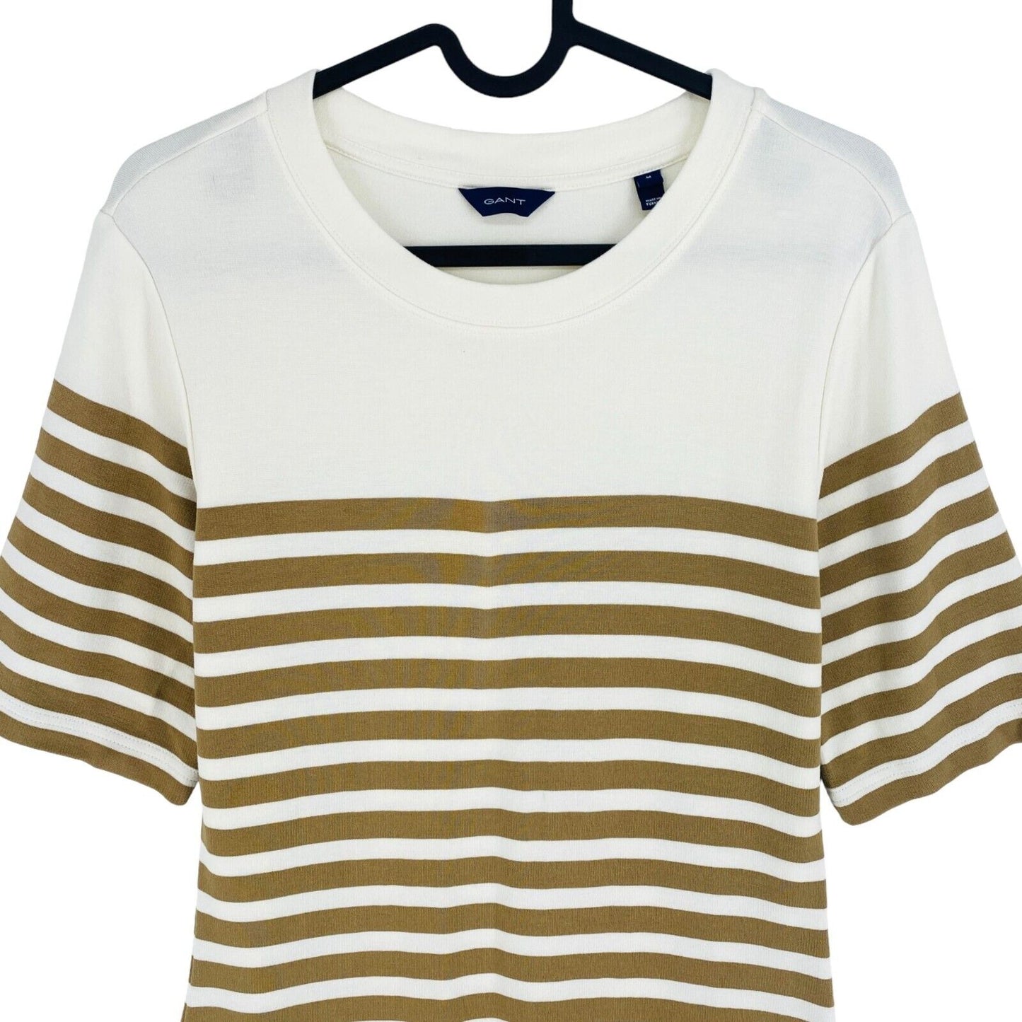 GANT Women White Striped Jersey Crew Neck Dress Size M