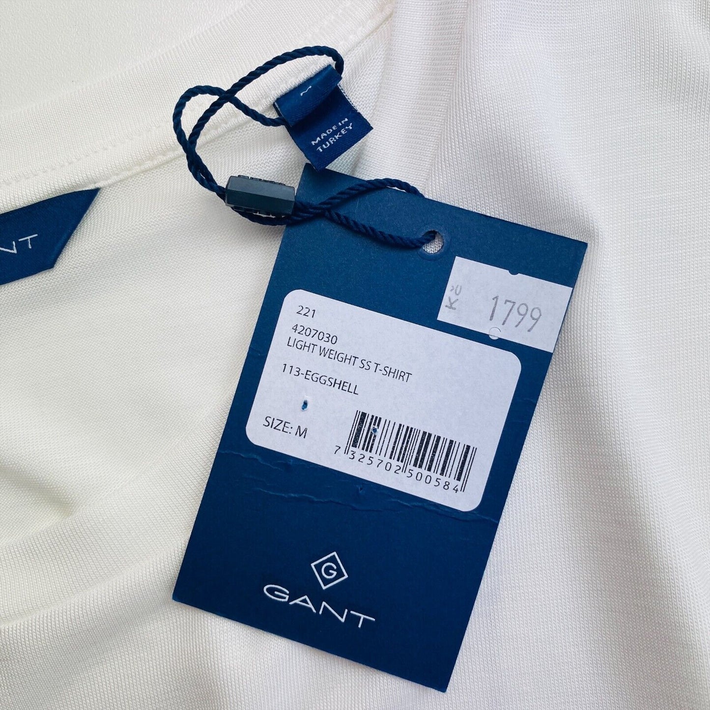 GANT White Lightweight Crew Neck T Shirt Size M