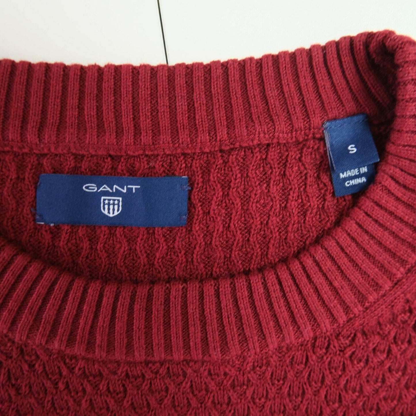 GANT Dark Red Crew Neck Cotton Blend Jumper Sweater Size S