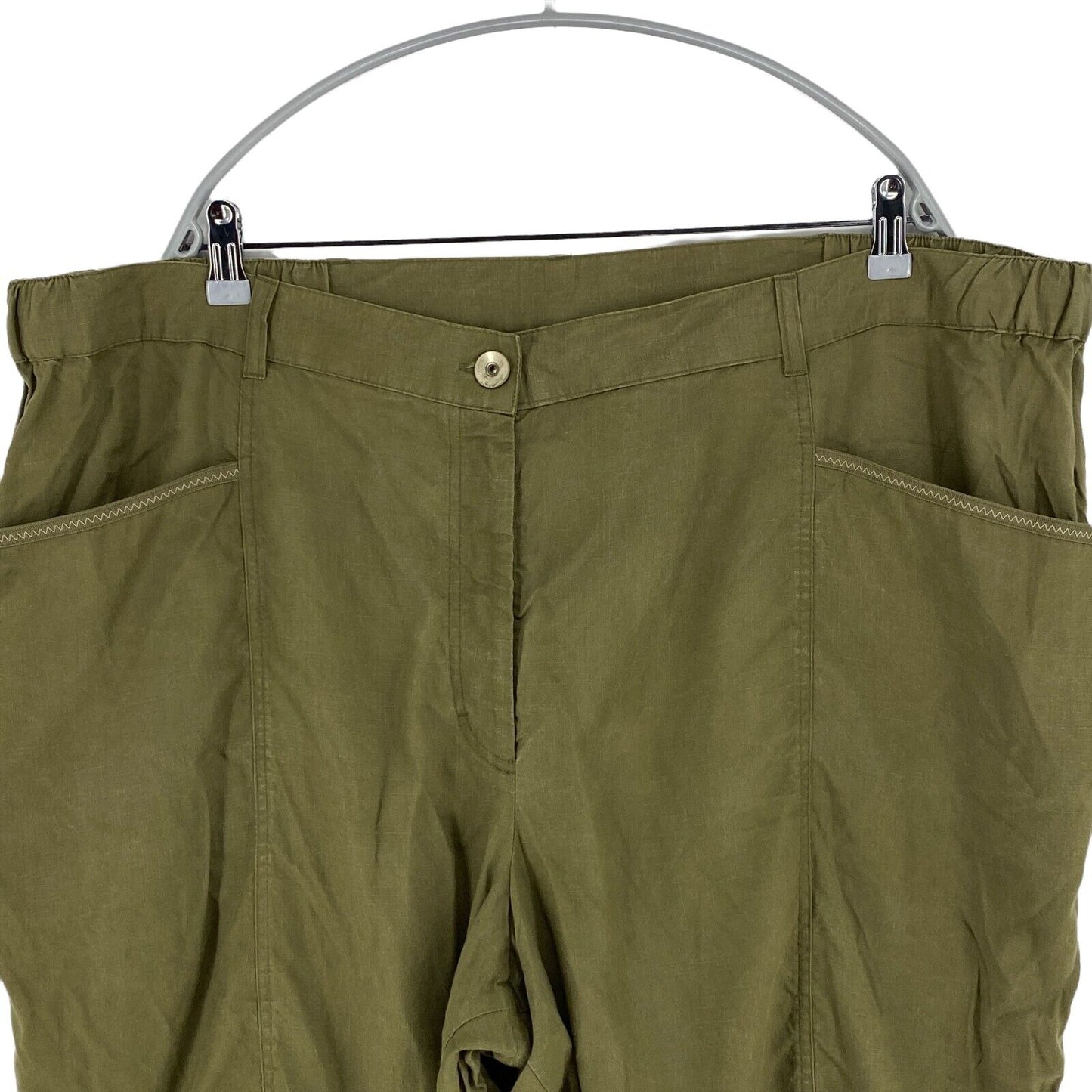 LIVA Dark Olive Green Cropped Trousers Pants Size 56 W46