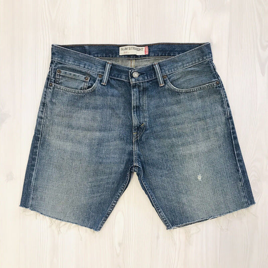 Levi's 514 Custom Made Blue Slim Straight Fit Cut-Off Shorts W34