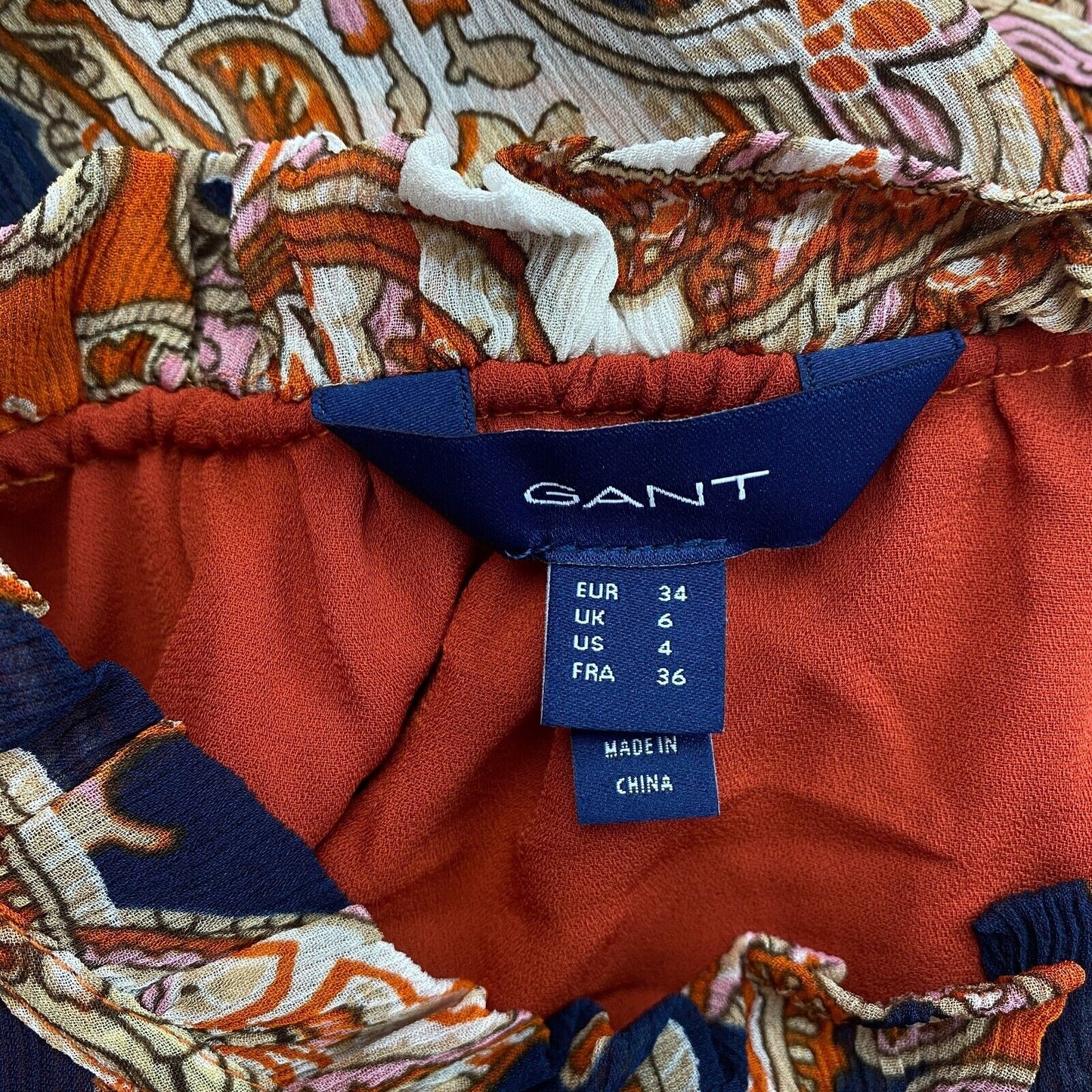 GANT Robe longue colorée à volants Paisley Taille EU 34 UK 6 US 4