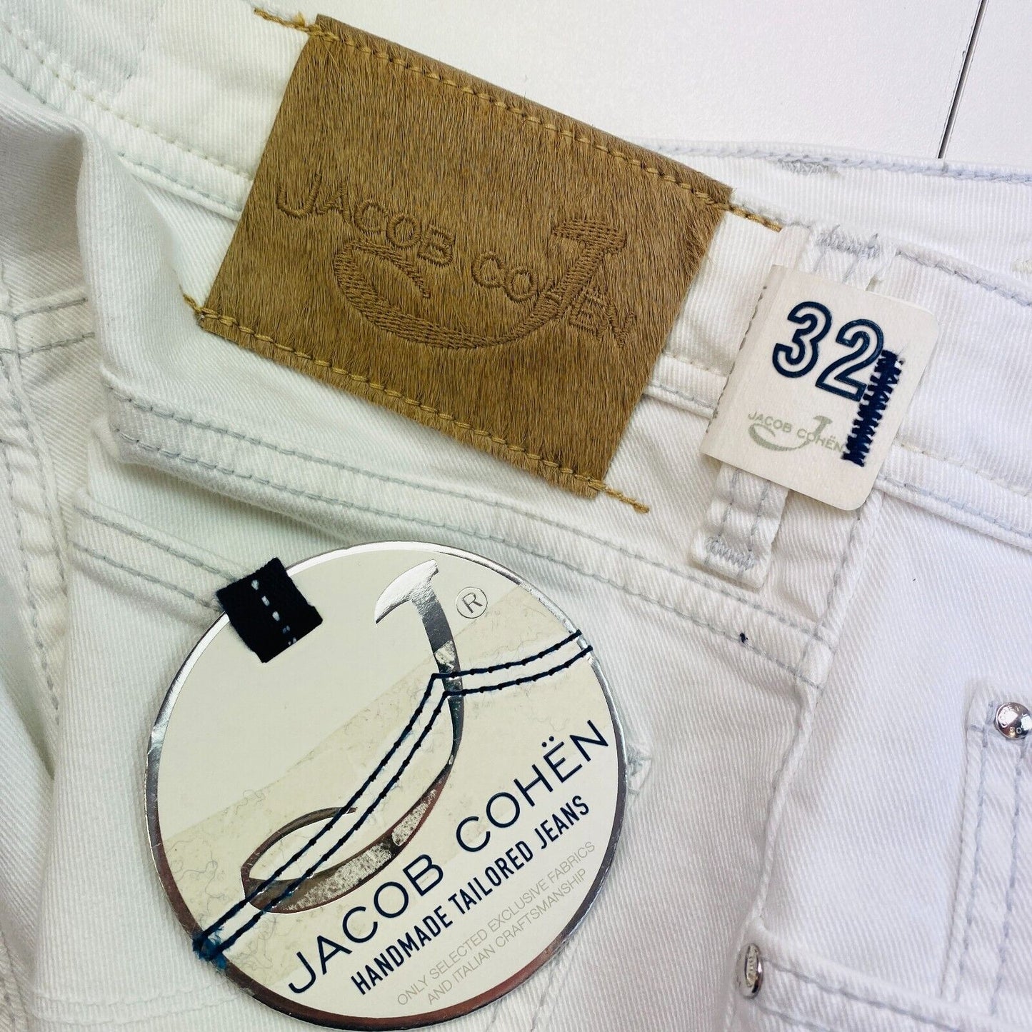 Jacob Cohen Men 622 C White Slim Jeans Size W32 L34 Made In Italy