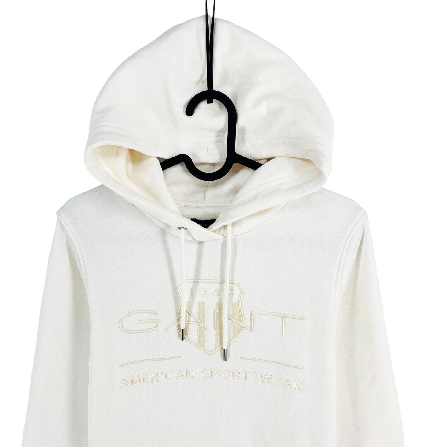 GANT White Tonal Archive Shield Hoodie Pullover Sweater Size XS