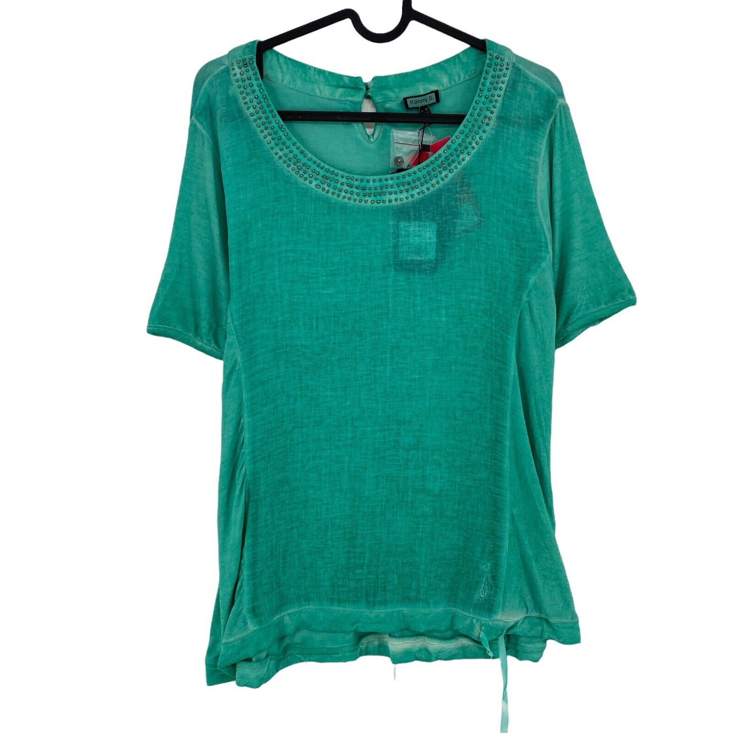 Kenny S. Green 100% Cotton Short Sleeve T-Shirt Top Blouse Size EU 38 UK 12 US 8