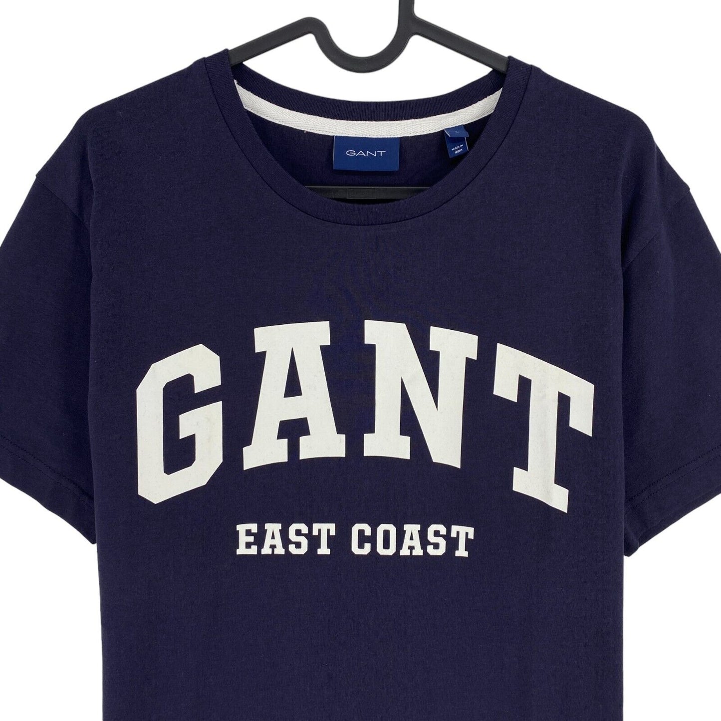 GANT Men Navy Blue Logo Crew Neck Short Sleeve T Shirt Size L