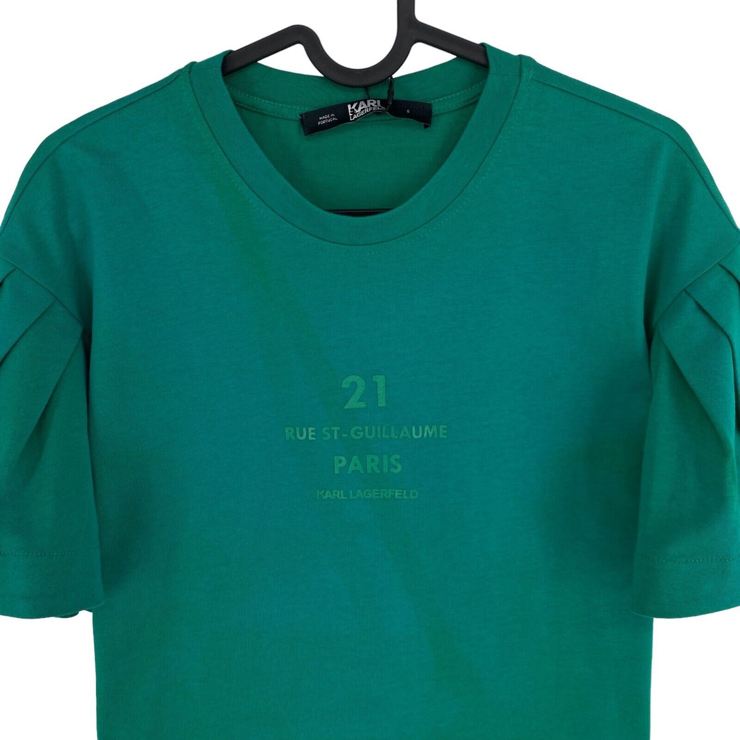 Karl Lagerfeld Vert Puffy Sleeve W Logo Top Taille S