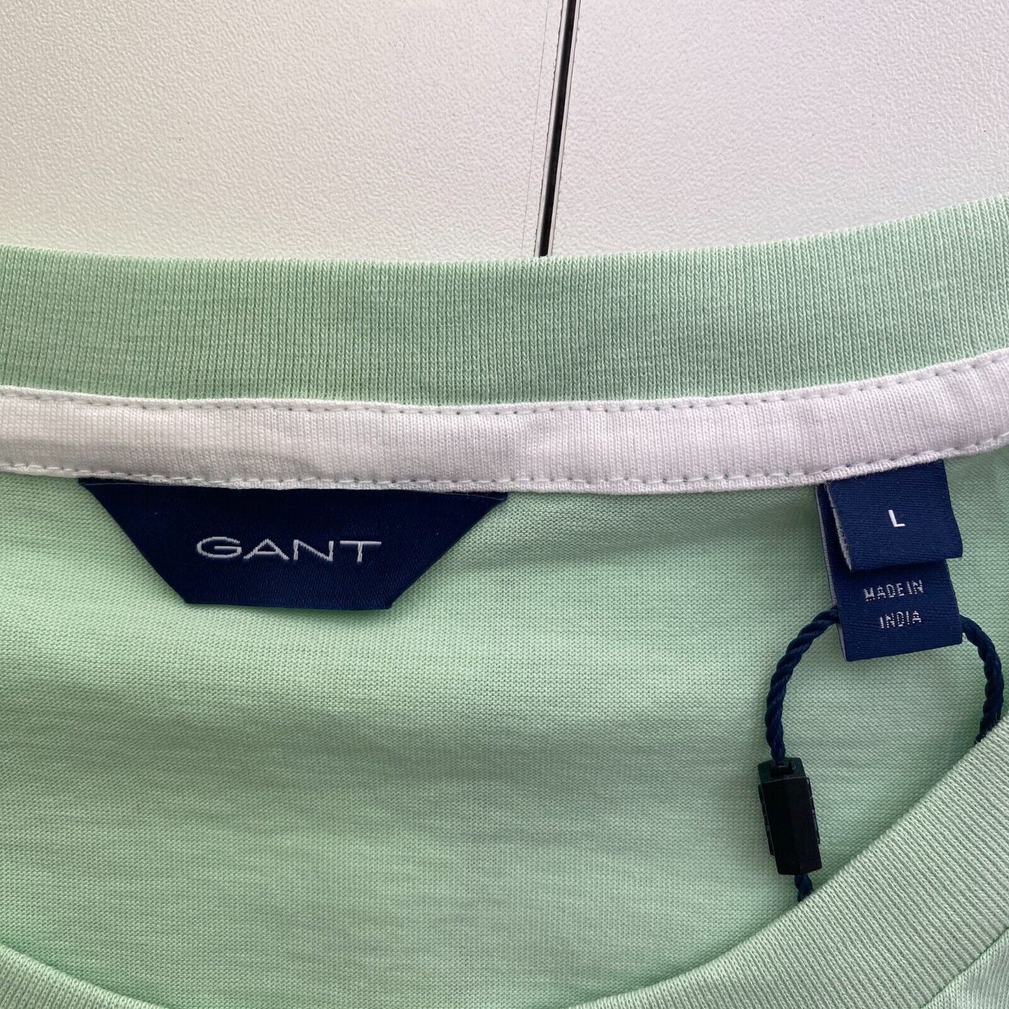 GANT Women Light Green Logo Crew Neck T Shirt Size L