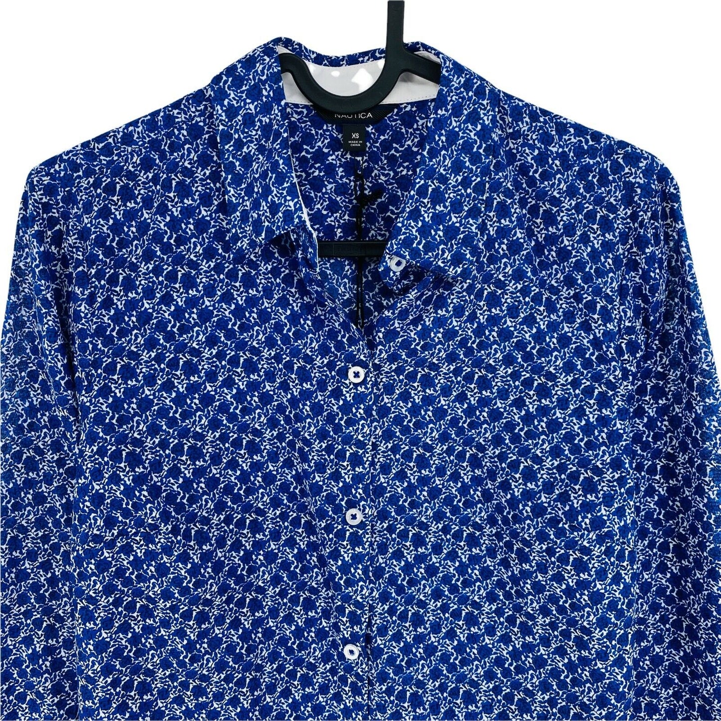 NAUTICA Navy Blue Floral Print Long Sleeves Shirt Size XS