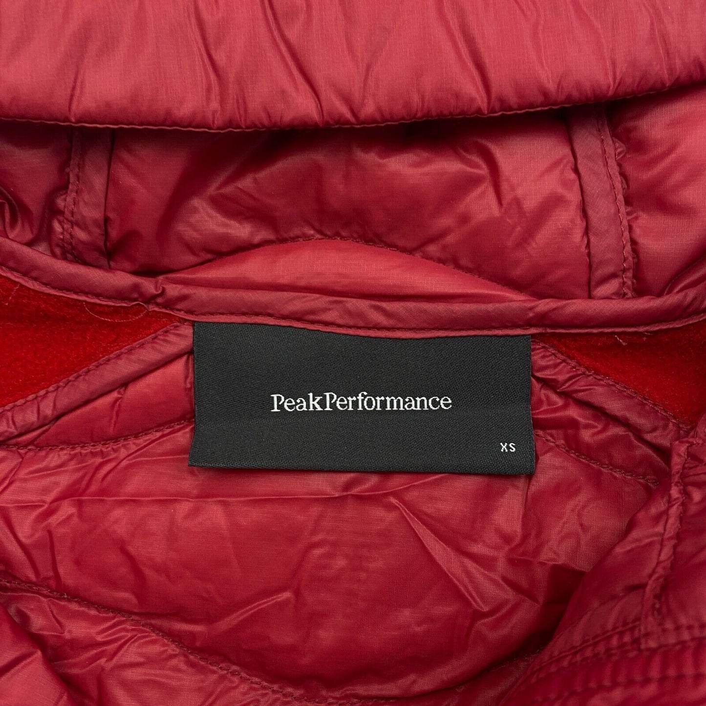 Peak Performance Women Red Helium Down Hybrid Hood Jacket Size XS