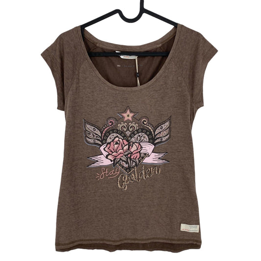 ODD MOLLY Brown The Love OF Odd Tee Top T-shirt Taille 0 / XS