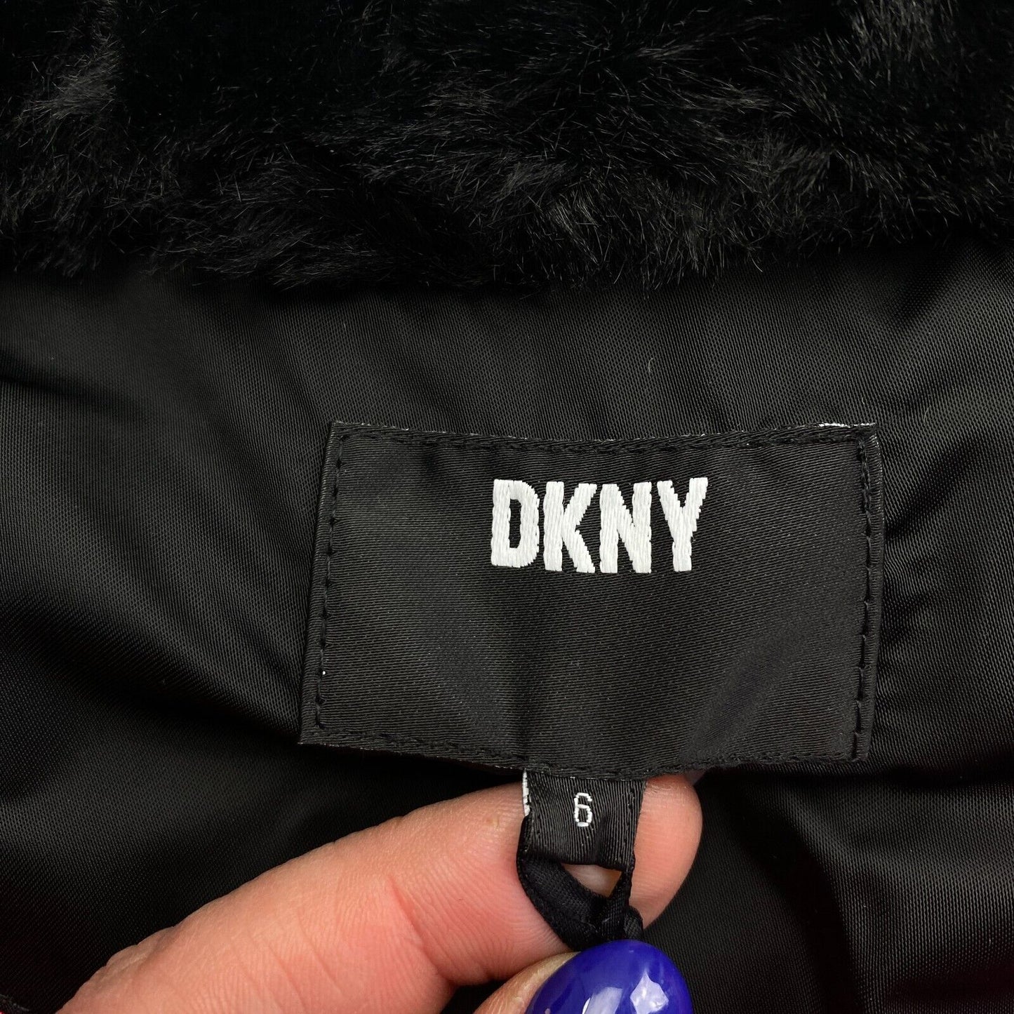 DKNY Girls Black Hooded Padded Jacket Coat Size 6 Years