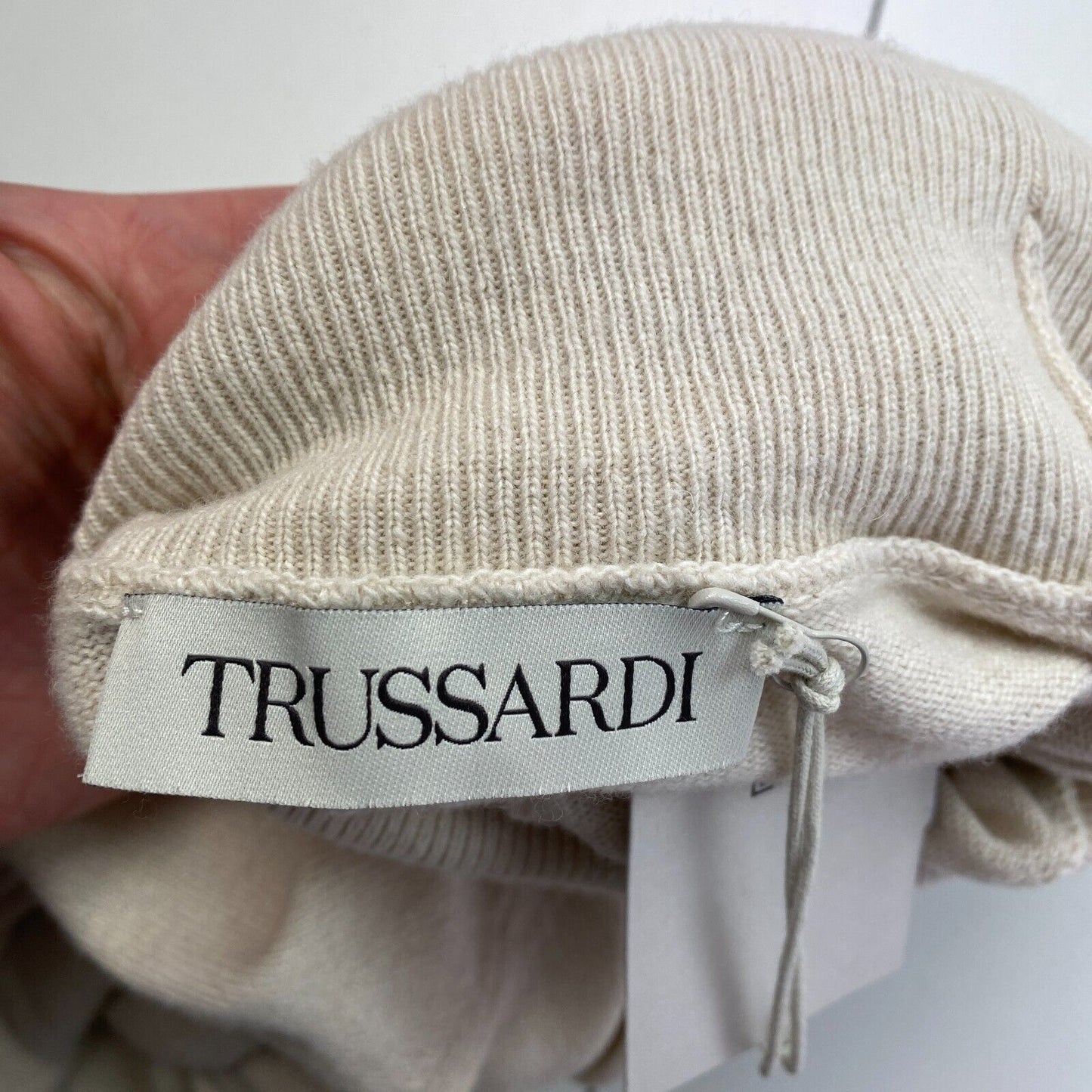 Trussardi Beige Turtle Neck Wool Blend Dress Size M