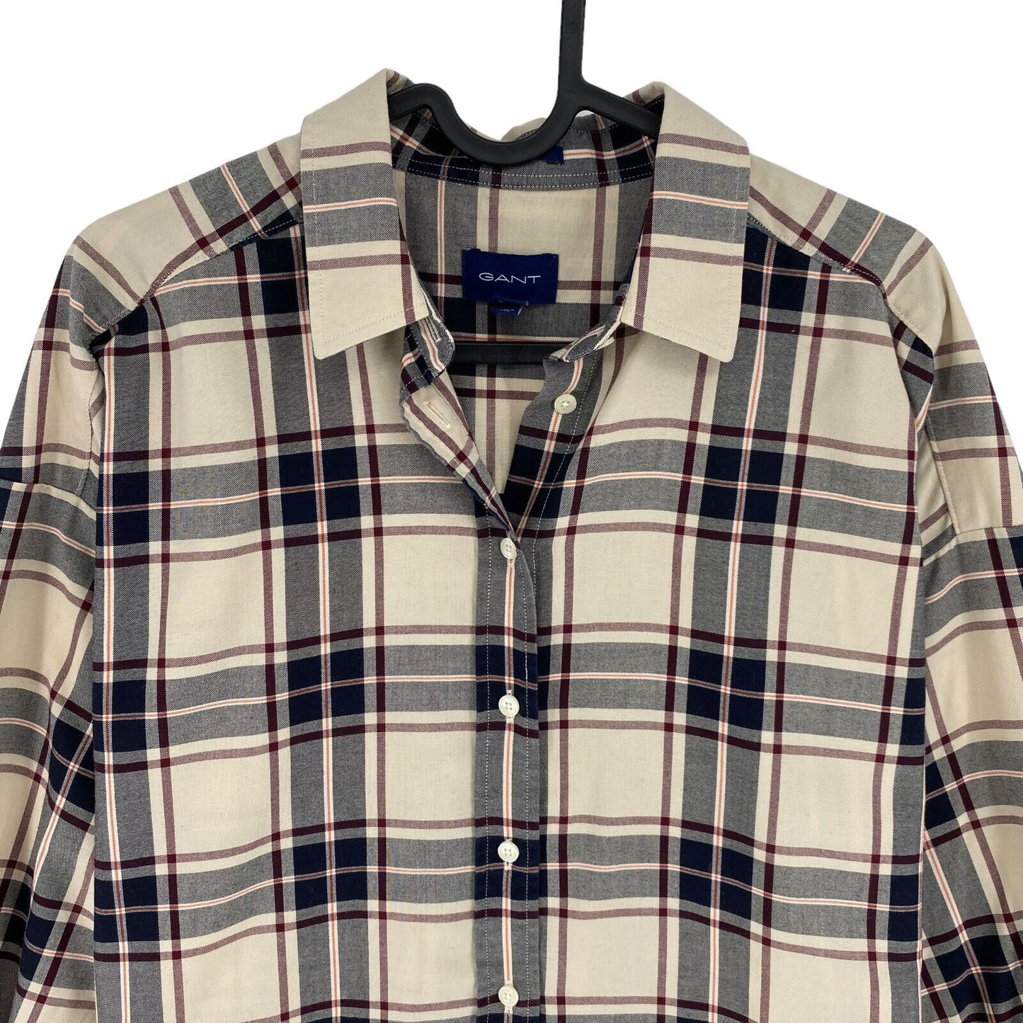 GANT Braunes Tech Prep Oxford Plaid Übergroßes Hemd Größe EU 36 UK 8 US 6