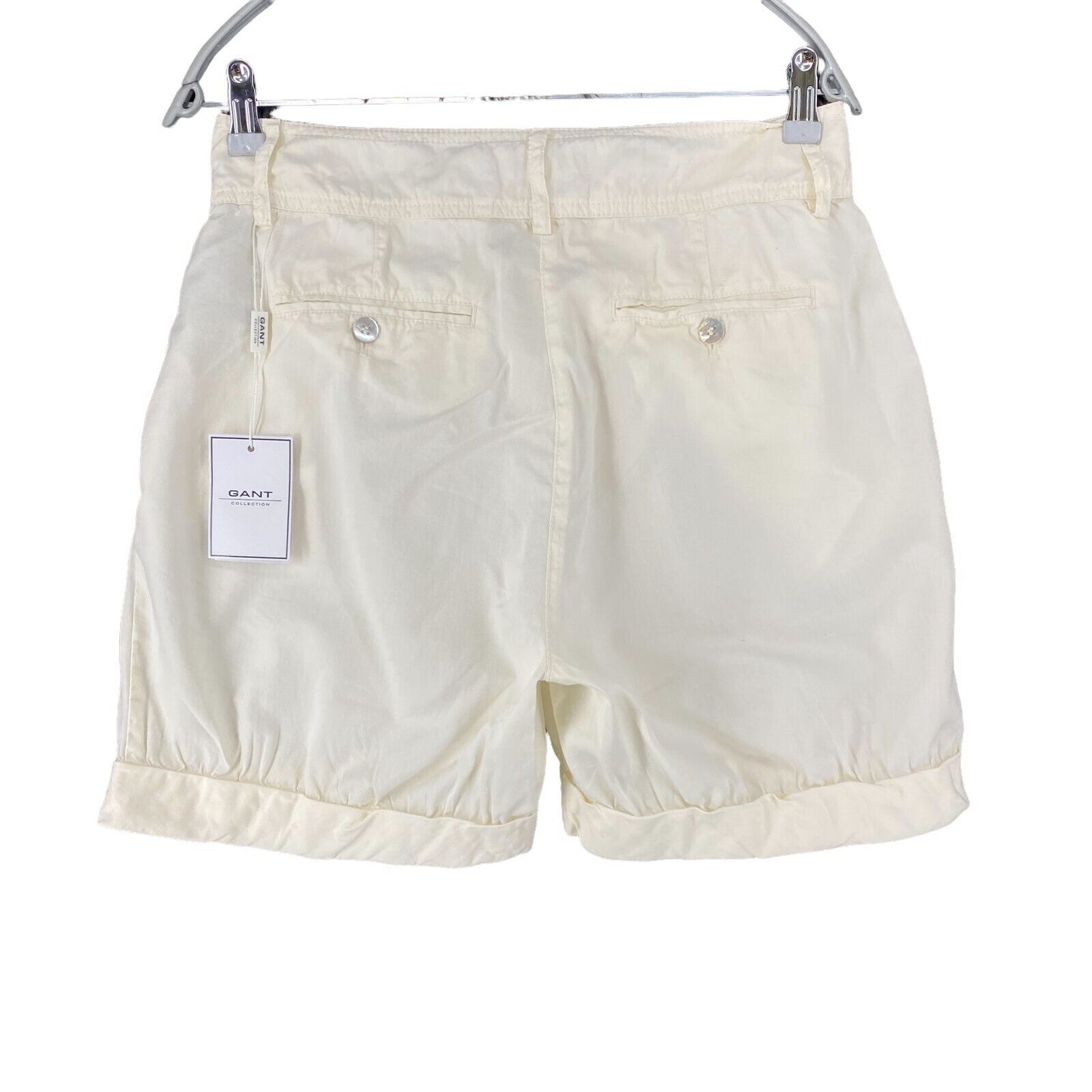 GANT Women Cream White Regular Fit Silk Blend Shorts EUR 38 UK 12 US 8 W28