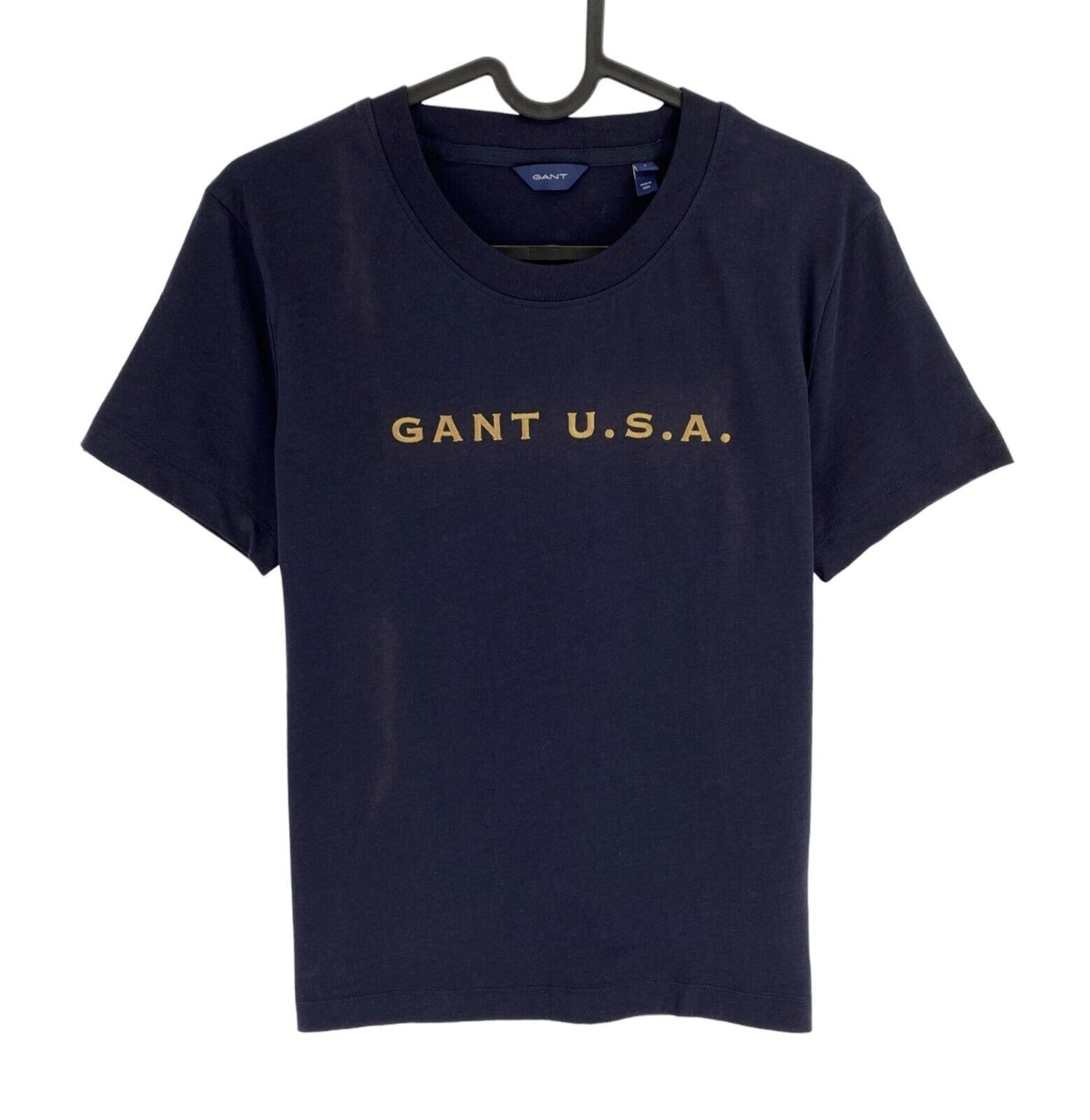 GANT Women Navy Blue Logo Crew Neck Short Sleeves T Shirt Size S