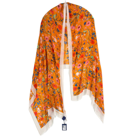 GANT Orange Wild Floral Scarf Shawl