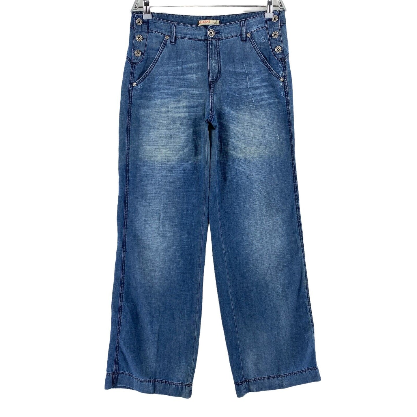 Prix ​​conseillé 288 € LIU JEANS Jean large en lin et coton bleu W28 W30 L36