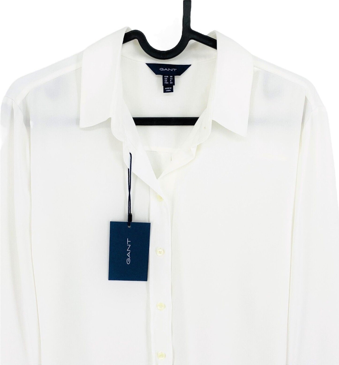 GANT White Plisse Sleeve Shirt Size EU 38 UK 12 US 8