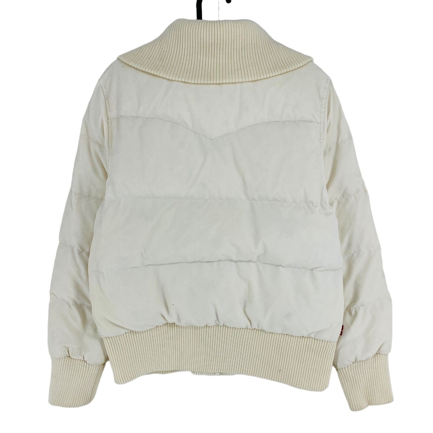 Levi's Cream White Cotton Blend Down Puffer Jacket Coat Size M