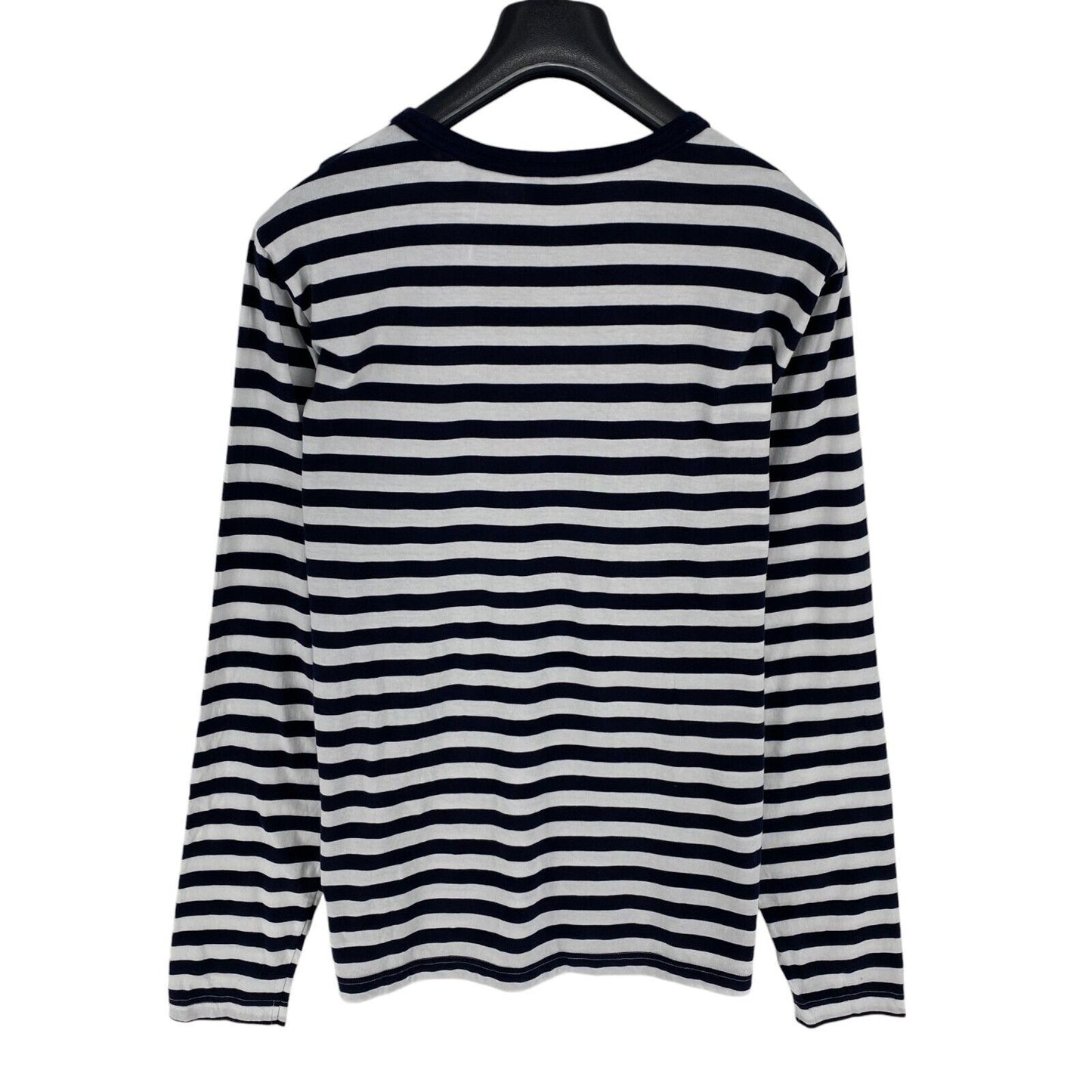 GANT Men Navy Blue Striped Crew Neck Long Sleeves T Shirt Size XL