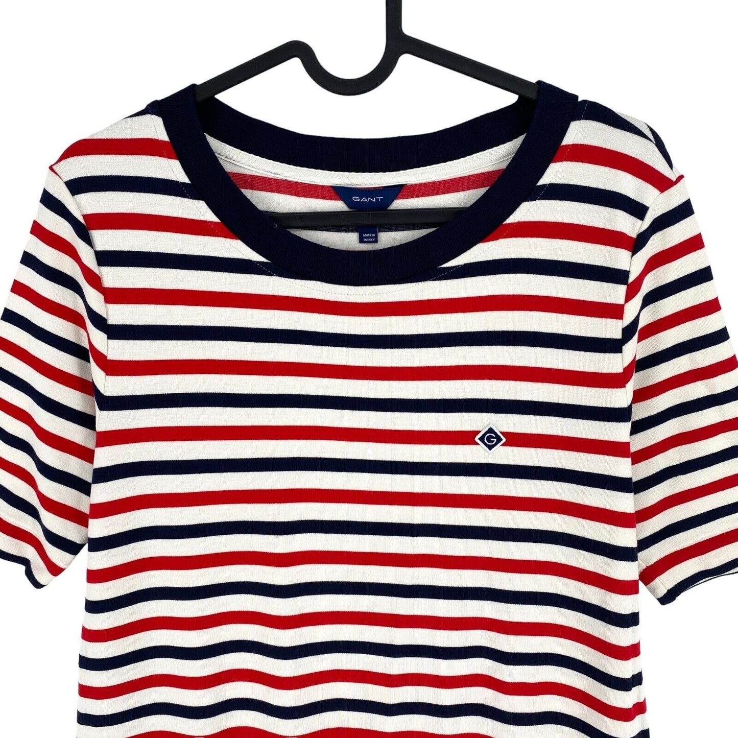 GANT Women Red Icon G Striped Jersey Short Sleeves T Shirt Dress Size M