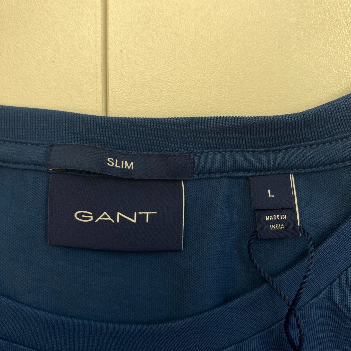 GANT Men Navy Blue Original Slim Fit Crew Neck Short Sleeve T Shirt Size L