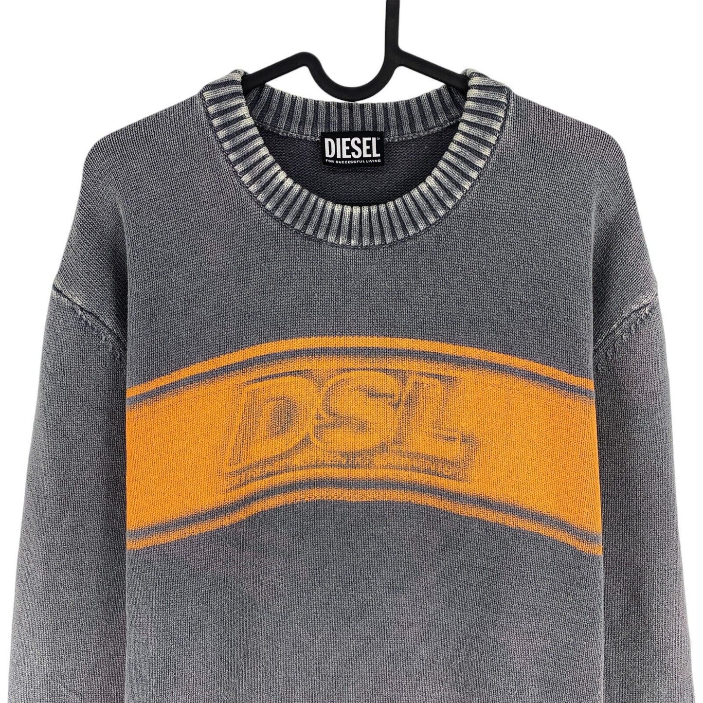 DIESEL Men Grey K-ORTEZ Crew Neck Sweater Jumper Size L