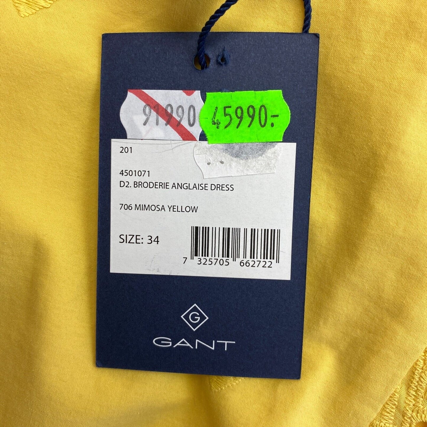 GANT Yellow Broderie Anglaise Dress Size EU 34 36 UK 6 8 US 4 6