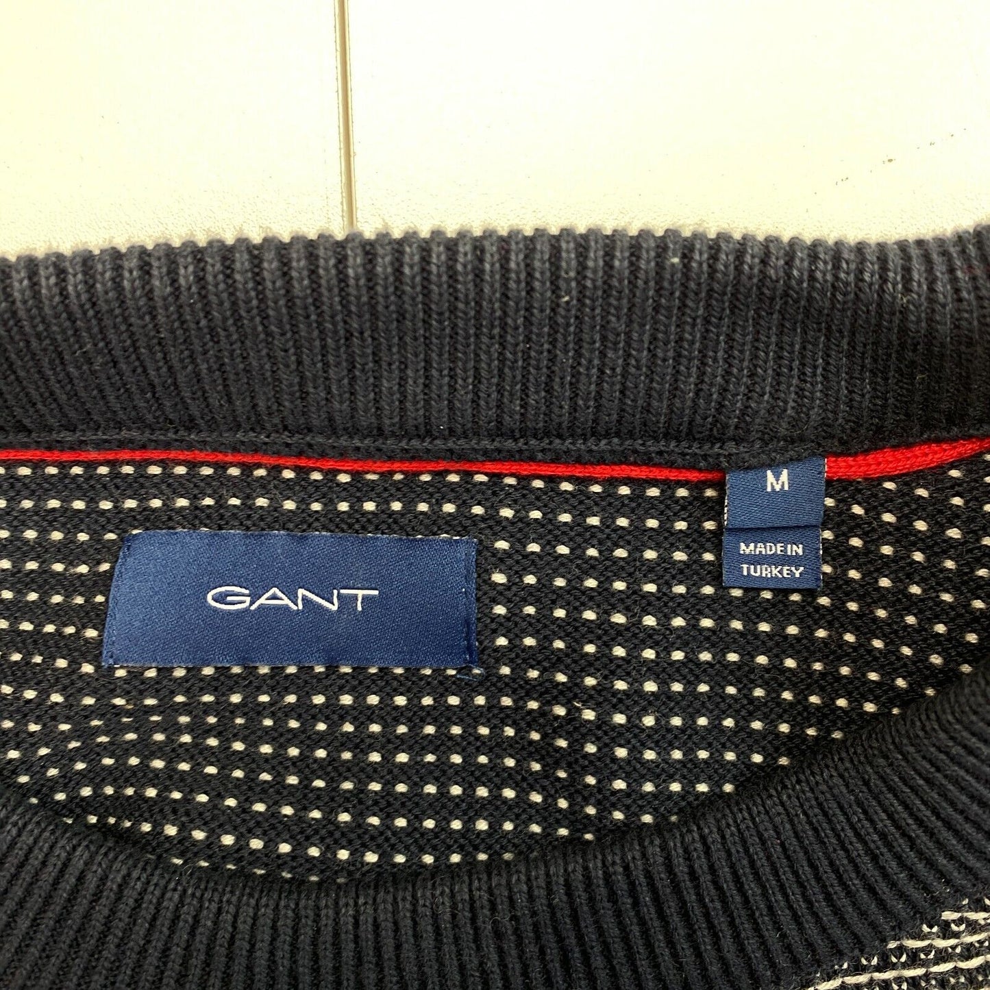 GANT Navy Blue Light Texture Crew Neck Sweater Jumper Size M