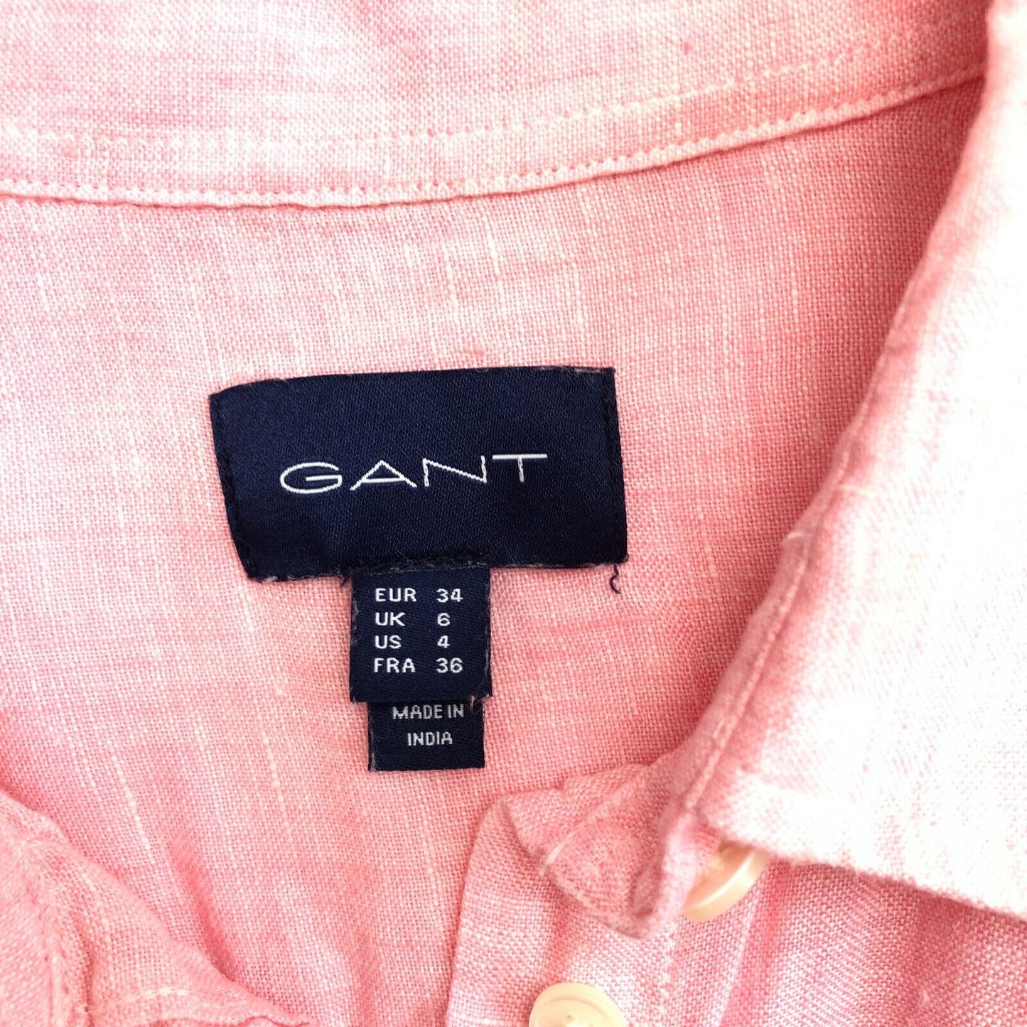 GANT Pink 100% Linen Shirt Size EU 34 UK 6 US 4