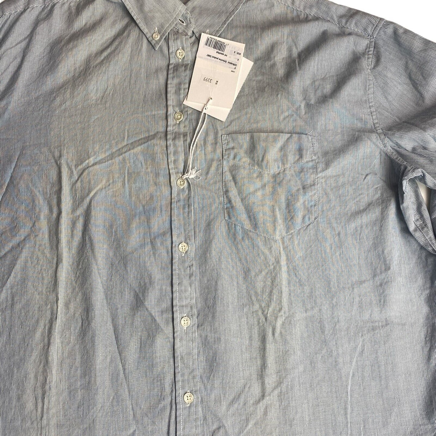 GANT Rugger Gris Bleu Indigo Madras Rayé Large Cuff Chemise Taille XS