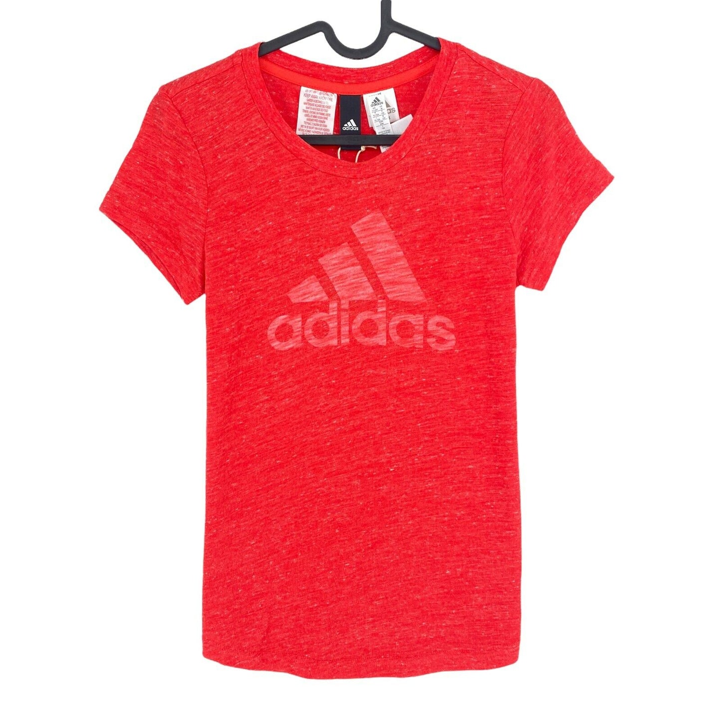 Adidas T-Shirt mit Rundhalsausschnitt und großem Logo, rot, Größe 11–12 Jahre