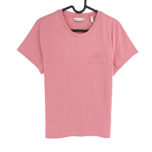 GANT Women Pink Reg Tonal Shield Crew Neck Short Sleeves T Shirt Size M