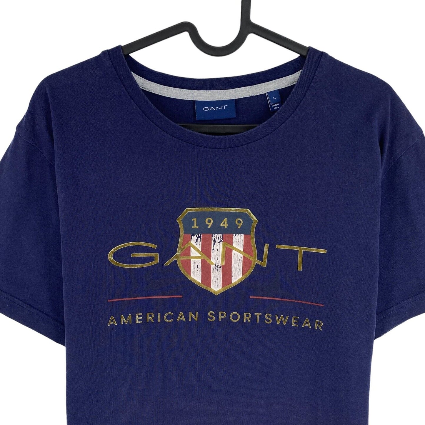 GANT Men Navy Blue Archive Shield Crew Neck Short Sleeve T Shirt Size L